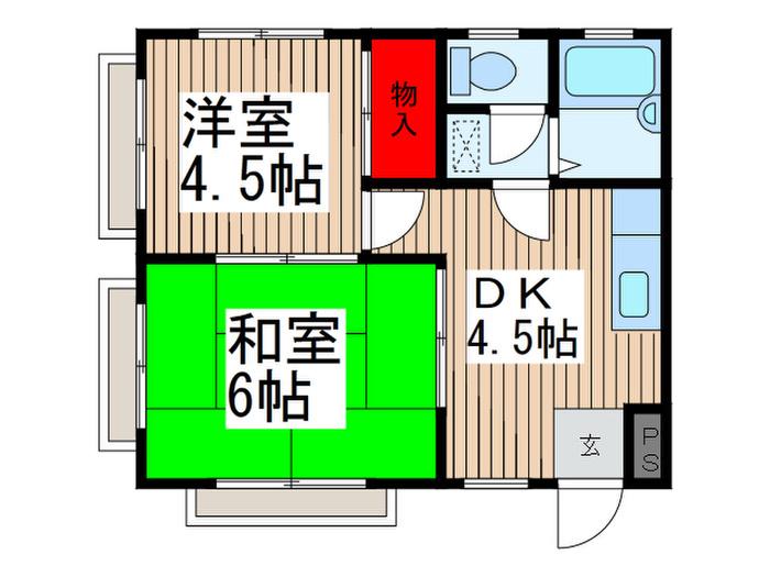 めぐむハイツ(2DK/2階)の間取り写真