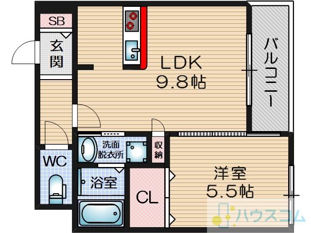 スゥラブルス(1LDK/2階)の間取り写真