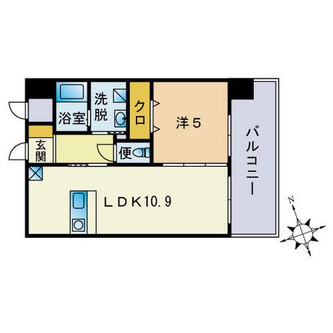 ニューリバー大名(1LDK/3階)の間取り写真