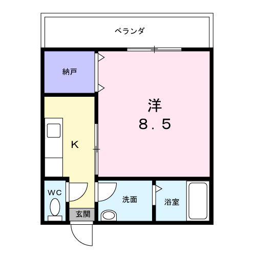 ルートワン矢作(1K/2階)の間取り写真