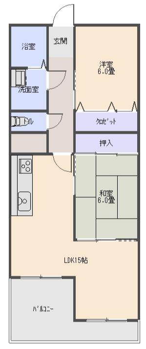 香月マンション(2LDK/7階)の間取り写真