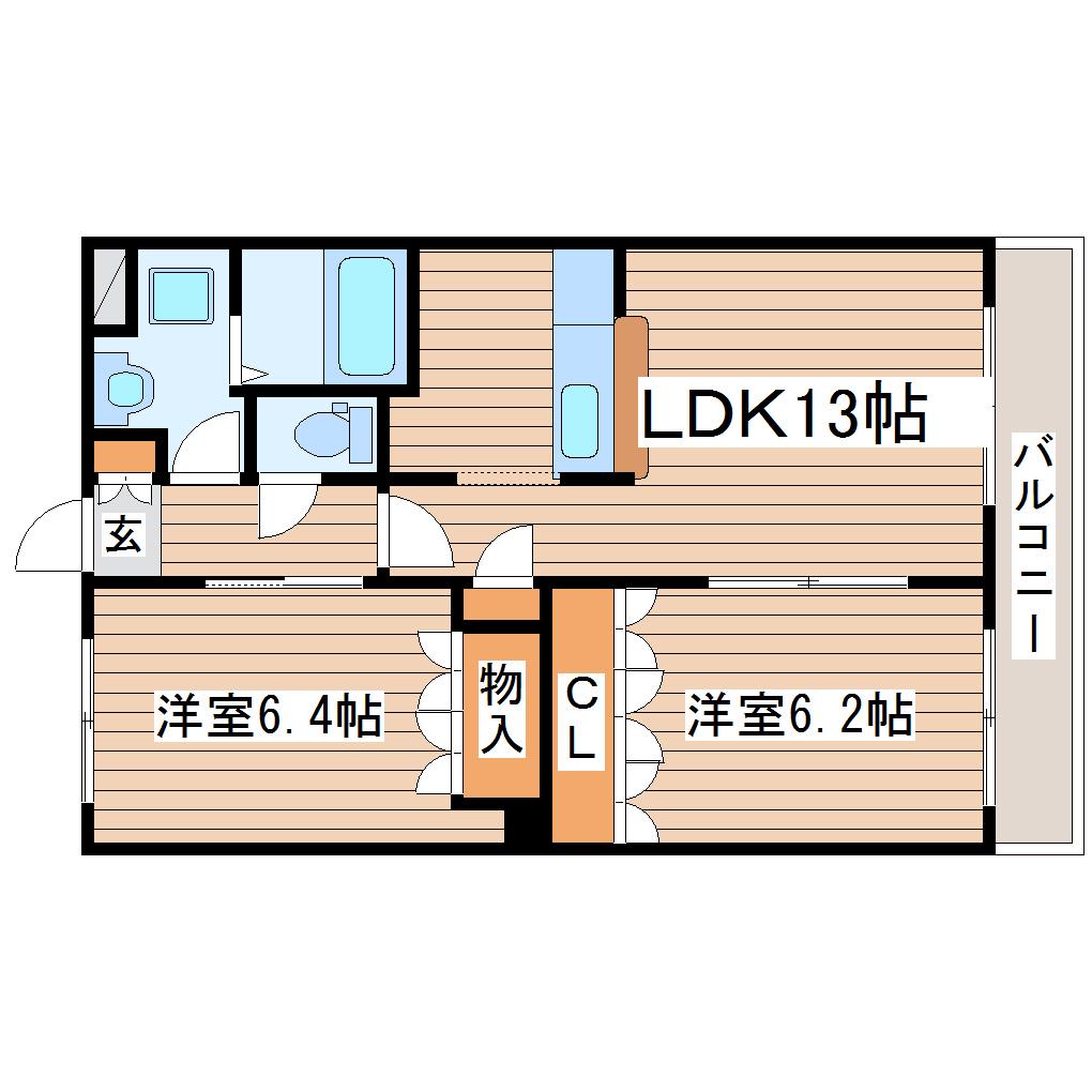 エバープレイス(2LDK/1階)の間取り写真
