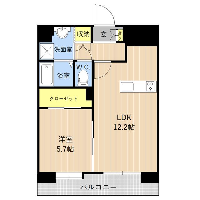 SILK RICH水前寺(1LDK/2階)の間取り写真