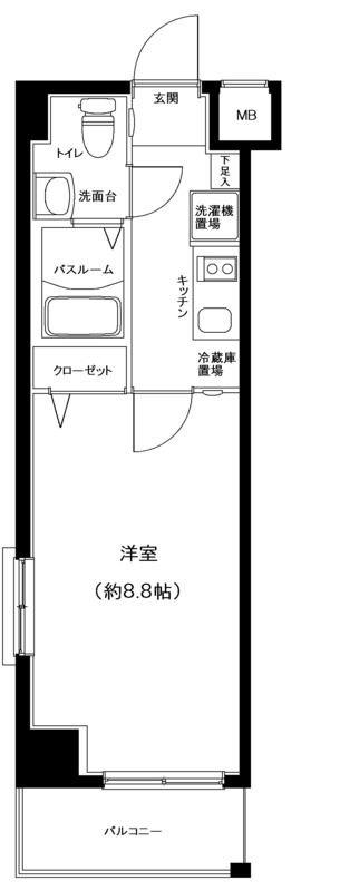 グランフォース東高円寺(1K/4階)の間取り写真