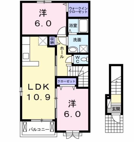ベルカ一サ II(2LDK/2階)の間取り写真