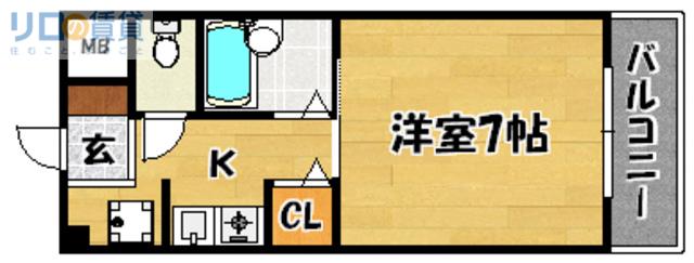 第15東昌ハイツ(1K/2階)の間取り写真
