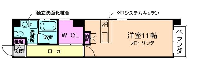 LA・パサージュ(ワンルーム/2階)の間取り写真