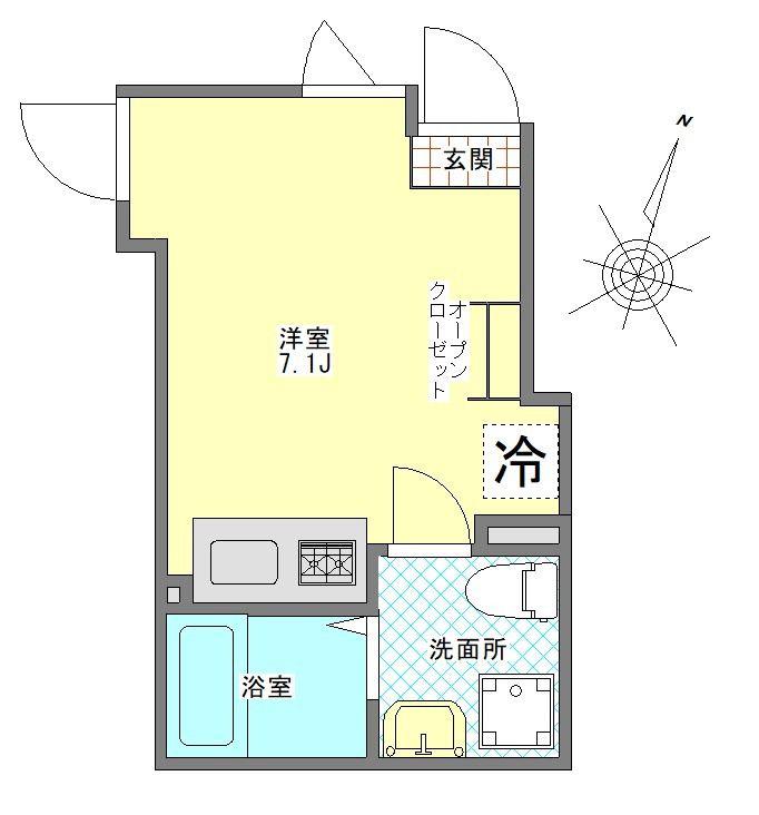 VIETA光が丘(ワンルーム/1階)の間取り写真