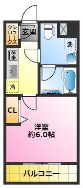 レアライズ新丸子II(1K/1階)の間取り写真