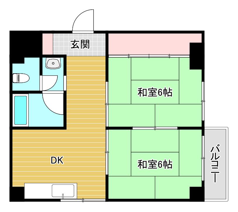 菊川マンション(2DK/6階)の間取り写真