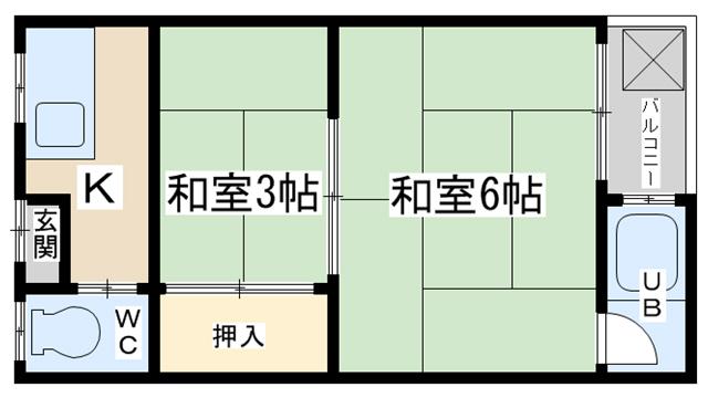 松山荘(2K/2階)の間取り写真