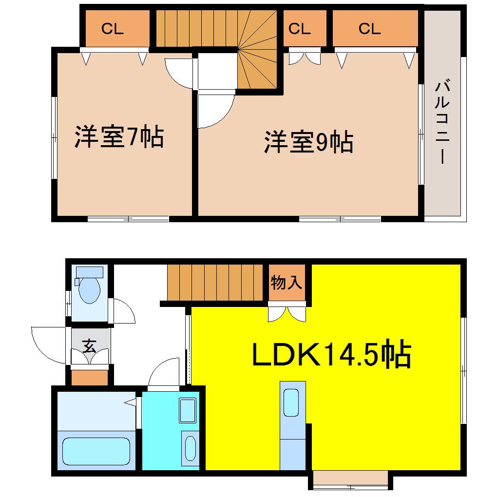 サバトエクレールIII(2LDK/1階)の間取り写真