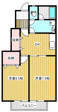アンジュール文(2DK/1階)の間取り写真