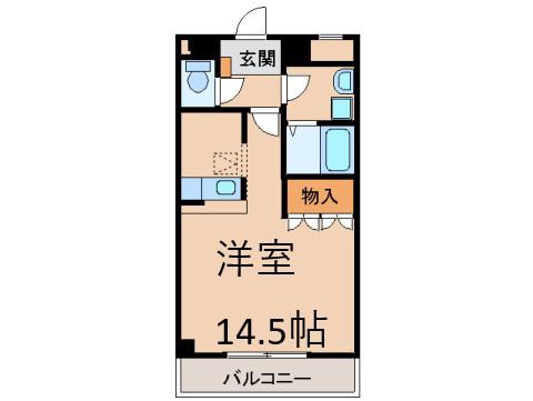 ヴェニール紀の川(ワンルーム/1階)の間取り写真