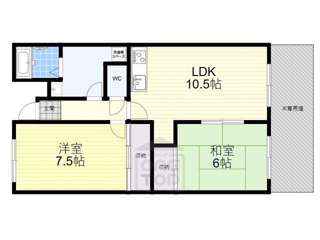 イーストコート沢良宜(2LDK/1階)の間取り写真