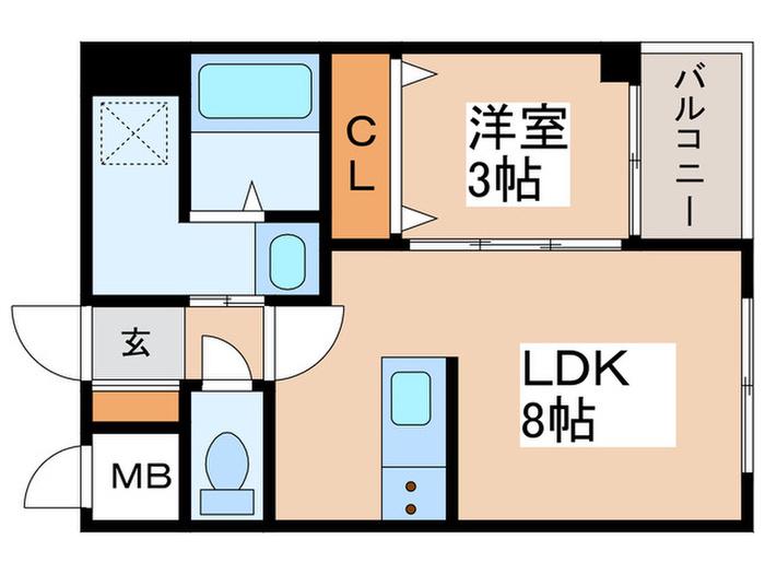 QUEEN´S HILL花園(1LDK/2階)の間取り写真