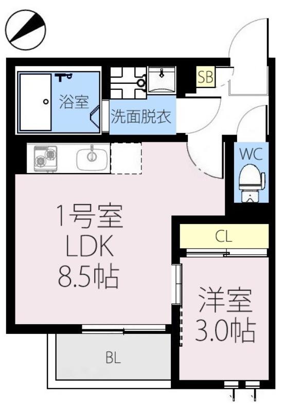 レガリストフェリス(1LDK/1階)の間取り写真
