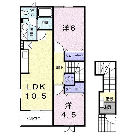 ファミーユB(2LDK/2階)の間取り写真