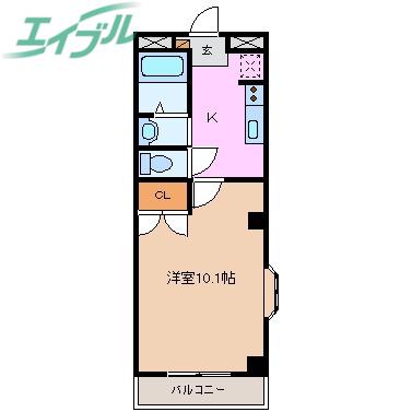 アネモネ(1K/4階)の間取り写真