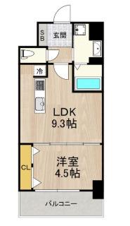 セノアタワー新大阪(1LDK/8階)の間取り写真