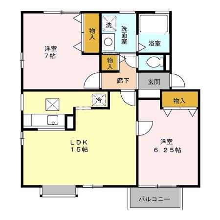 パールシャトーⅡ(2LDK/1階)の間取り写真