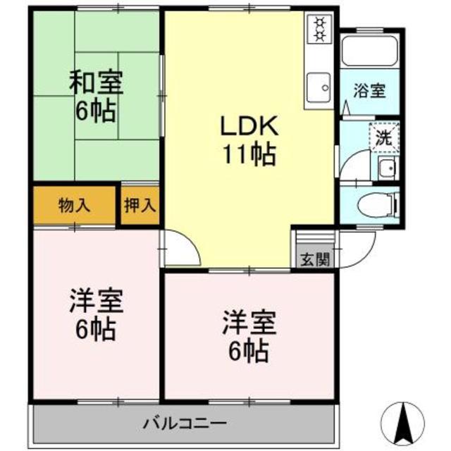 TAPサンハイツABC(3LDK/1階)の間取り写真