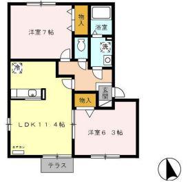 TKハウス(2LDK/1階)の間取り写真