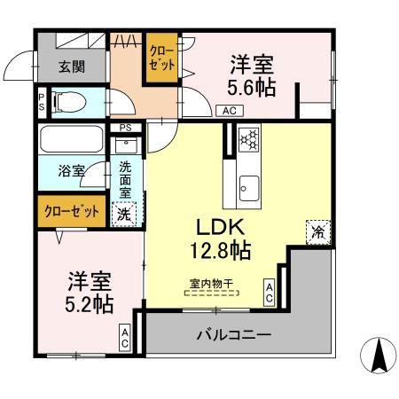 THE STATELY 子安町(2LDK/4階)の間取り写真
