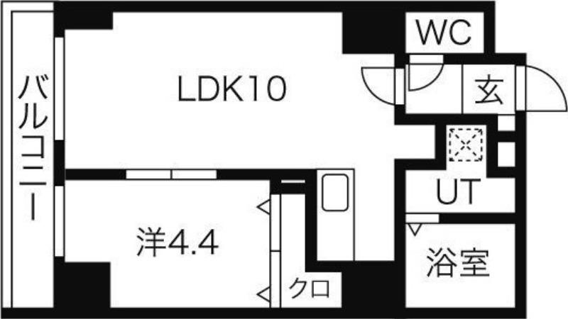 パークヒルズ中央25(1LDK/9階)の間取り写真