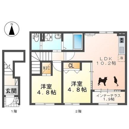 栄生 MS COURT(2LDK/2階)の間取り写真