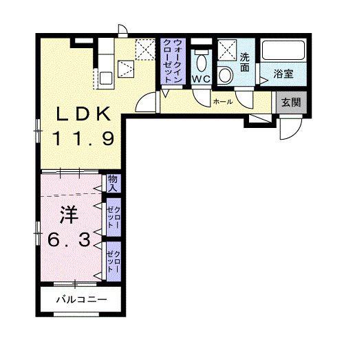 キャスロック北花田(1LDK/1階)の間取り写真