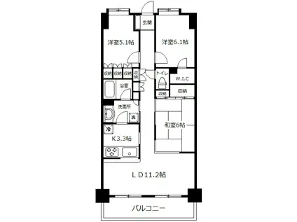 ネオマイム上大岡ステーションアベニュー(3LDK/5階)の間取り写真