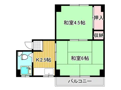 金龍堂ビル(2K/2階)の間取り写真