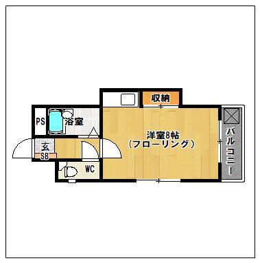 清水ビル(1K/4階)の間取り写真