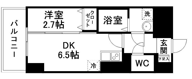 グラン・ドミール小田原弓ノ町(1DK/7階)の間取り写真