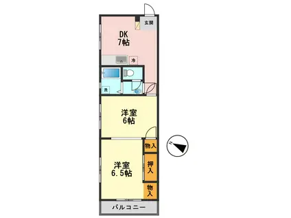 杉浦マンション(2DK/3階)の間取り写真