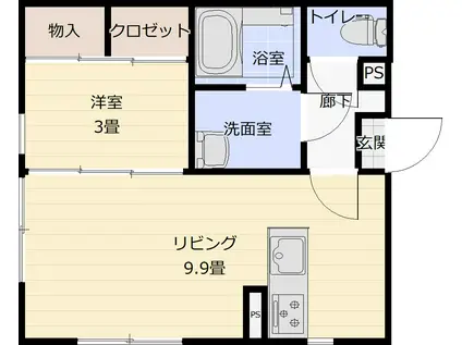 プチ・ビジュー(1LDK/1階)の間取り写真