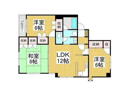 中村屋マンション(3LDK/2階)の間取り写真
