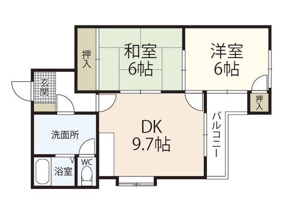 メゾン江波東(2DK/3階)の間取り写真