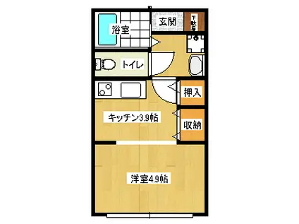 アルペーゼ金町(1DK/2階)の間取り写真