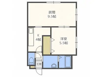 オークラパレスN37E4(1LDK/2階)の間取り写真