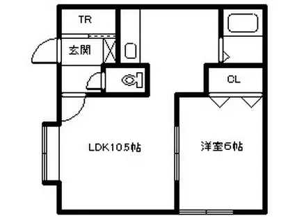 ジュリC棟(1LDK/1階)の間取り写真