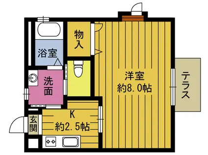 ディアス三川II(1K/1階)の間取り写真