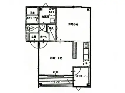 ペットマンションしもたい(1LDK/1階)の間取り写真