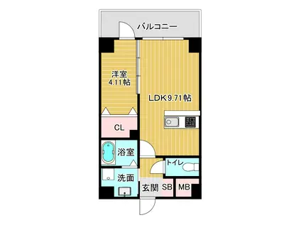 第47川崎ビル(1LDK/2階)の間取り写真