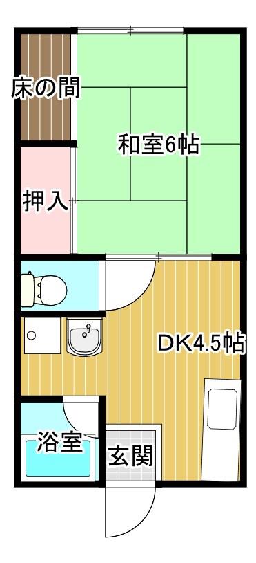 枝堀ハイツ(1DK/1階)の間取り写真
