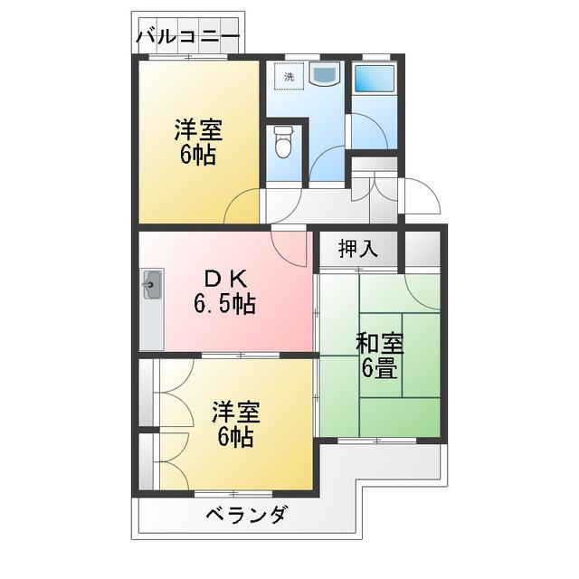エクレール瀬名(3DK/2階)の間取り写真