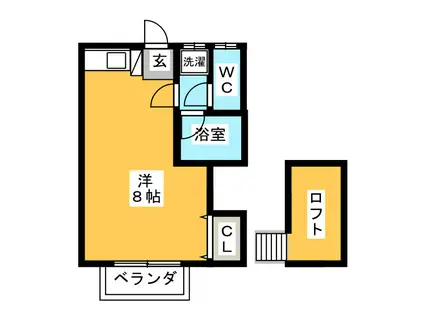 ハイツアサミ(ワンルーム/1階)の間取り写真