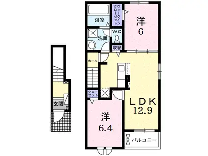 ブローテ IV B(2LDK/2階)の間取り写真