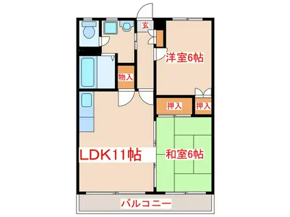ネオハイム永田(2LDK/4階)の間取り写真